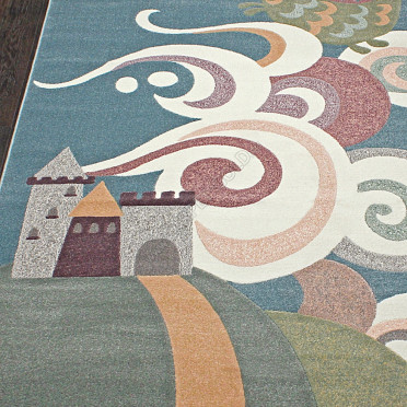 Детский ковер в комнату для девочек SOFIT C051 - LIGHT BLUE