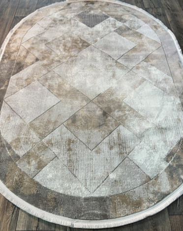 Турецкий ковер овальный Atlantik Hali Deco 23751B (Полиэстер, бежевый, серый)