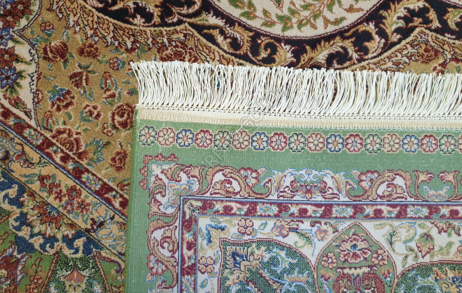 Турецкий ковёр шелковый QUM 2041- 9054E YESIL/BEJ