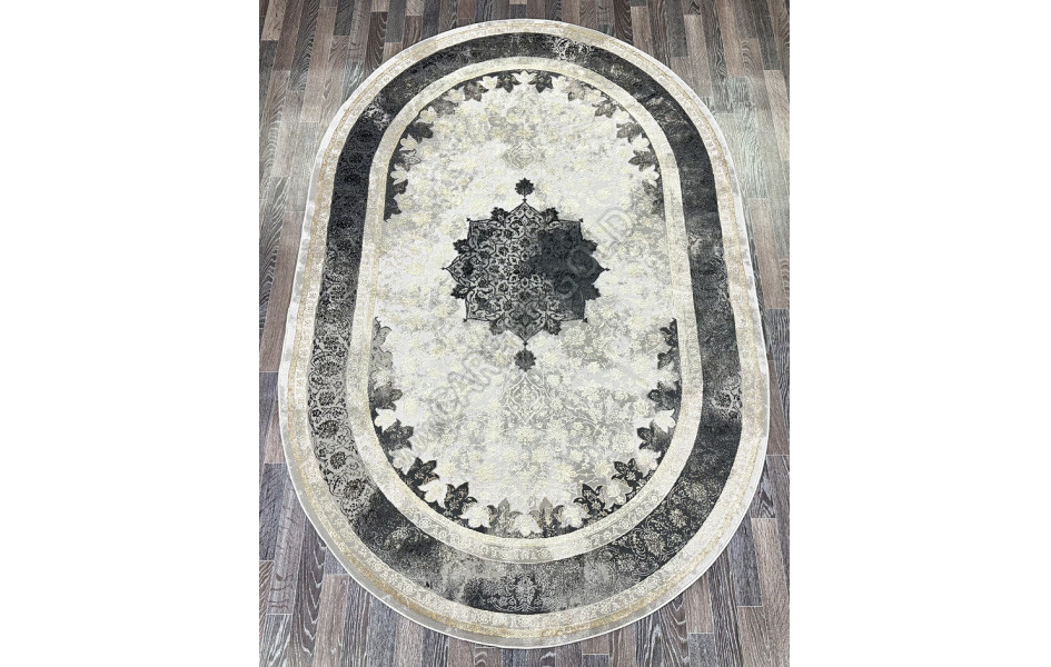 Ковер турецкий Lisa AA610A_IVORY ANTRASIT овальный